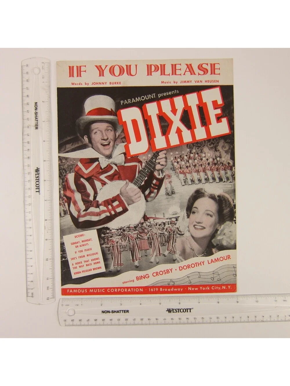 Sheet Music If You Please Dixie Bing Crosby Dorothy Lamour Film Vintage 1943